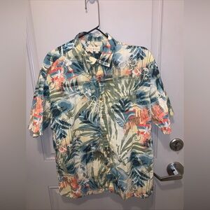 Tropical Floral Button-Up Shirt Men’s Size L